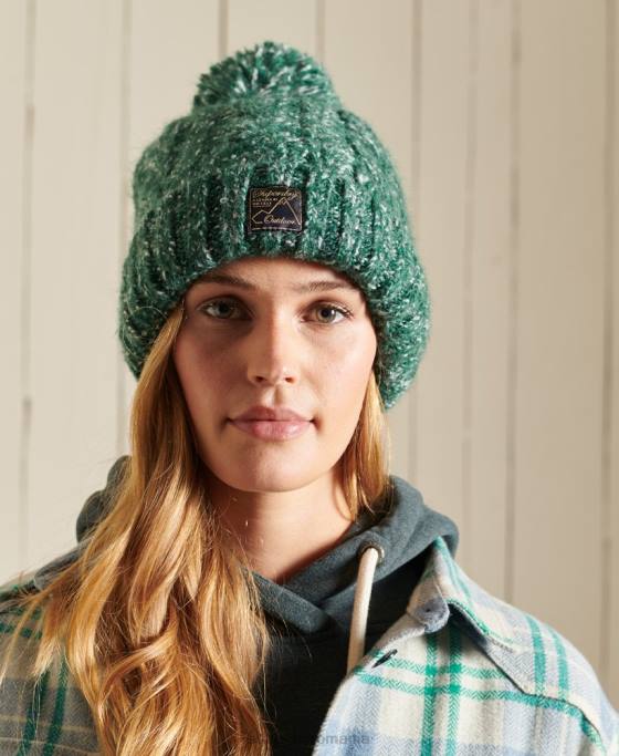 Superdry beanie din tweed cablu accesorii verde femei JX0Z4312