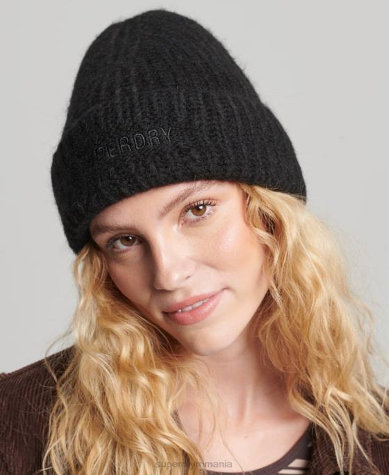 Superdry beanie esențială cu nervuri accesorii negru femei JX0Z4235