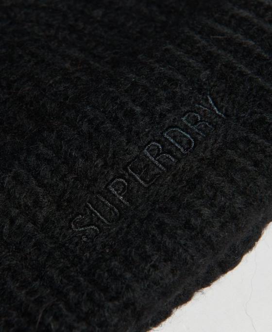 Superdry beanie esențială cu nervuri accesorii negru femei JX0Z4235