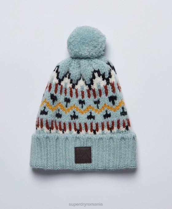 Superdry beanie intarsia accesorii albastru femei JX0Z4310