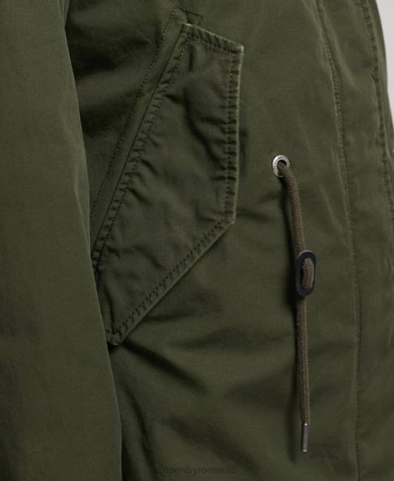 Superdry blană artificială parka militară autentică îmbrăcăminte verde femei JX0Z5493
