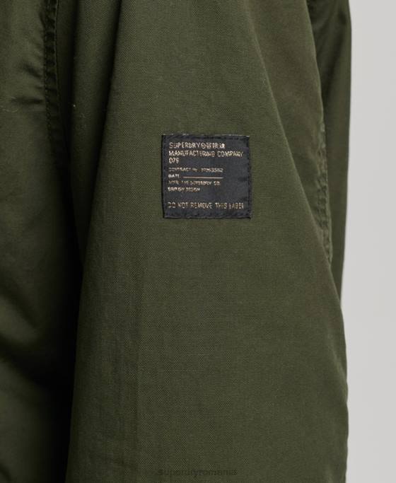 Superdry blană artificială parka militară autentică îmbrăcăminte verde femei JX0Z5493