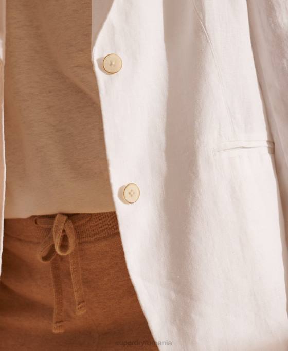 Superdry blazer din cânepă ediție limitată îmbrăcăminte alb femei JX0Z5540