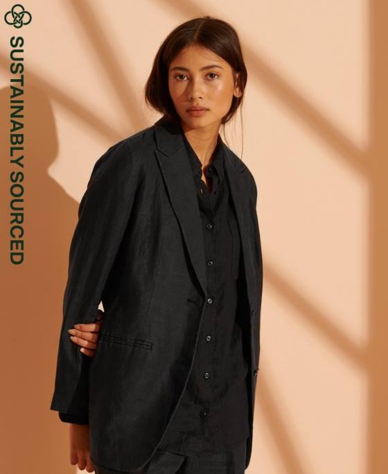 Superdry blazer din cânepă ediție limitată îmbrăcăminte negru femei JX0Z5541