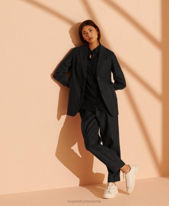 Superdry blazer din cânepă ediție limitată îmbrăcăminte negru femei JX0Z5541