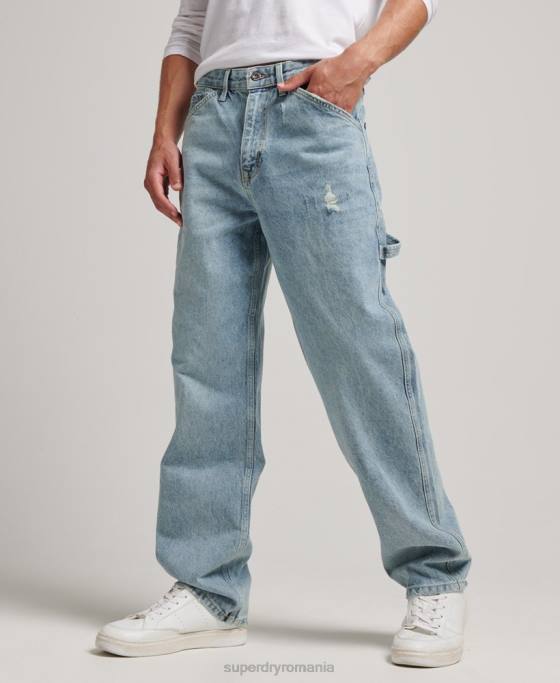 Superdry blugi carpenter din bumbac organic îmbrăcăminte albastru deschis bărbați JX0Z1211