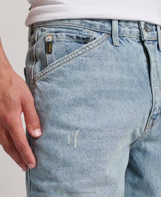 Superdry blugi carpenter din bumbac organic îmbrăcăminte albastru deschis bărbați JX0Z1211