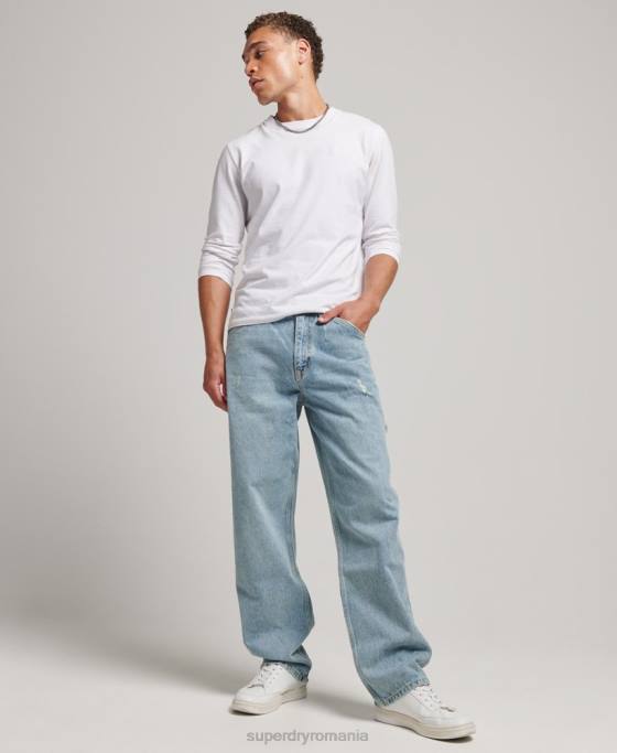 Superdry blugi carpenter din bumbac organic îmbrăcăminte albastru deschis bărbați JX0Z1211