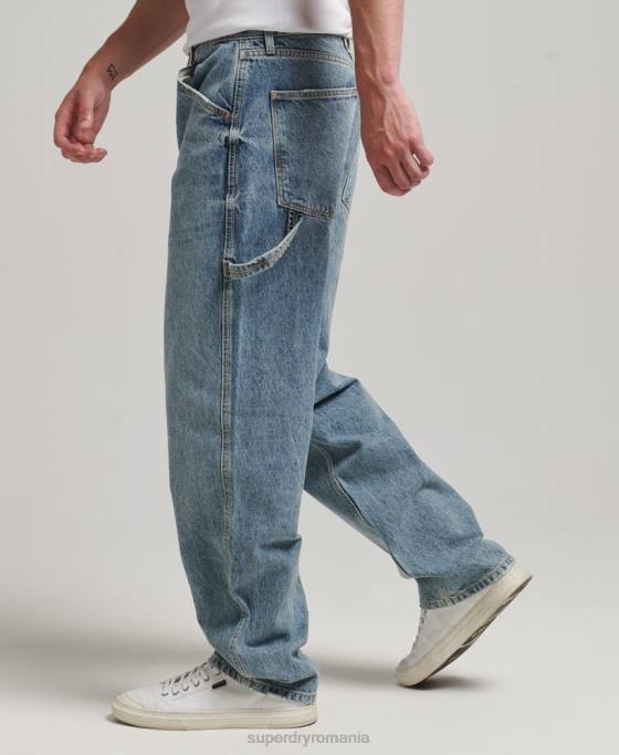 Superdry blugi carpenter din bumbac organic îmbrăcăminte albastru deschis bărbați JX0Z1226
