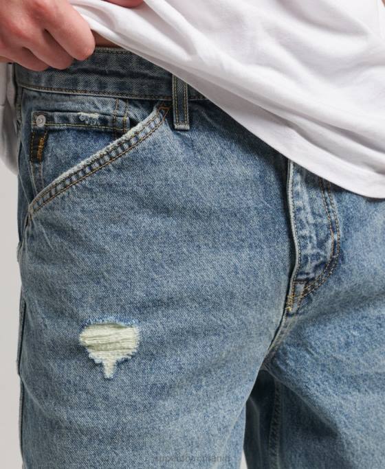 Superdry blugi carpenter din bumbac organic îmbrăcăminte albastru deschis bărbați JX0Z1226