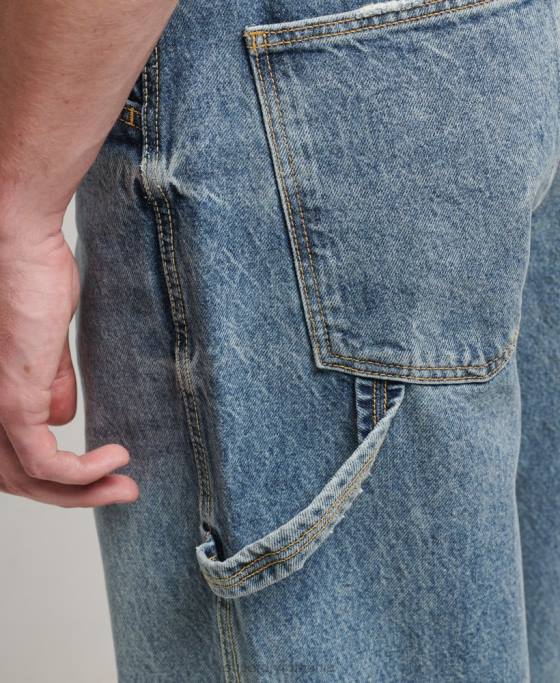 Superdry blugi carpenter din bumbac organic îmbrăcăminte albastru deschis bărbați JX0Z1226