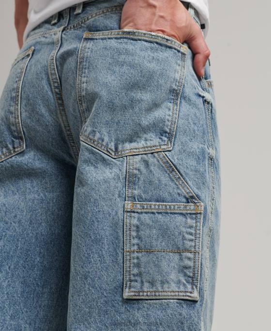 Superdry blugi carpenter din bumbac organic îmbrăcăminte albastru deschis bărbați JX0Z1226