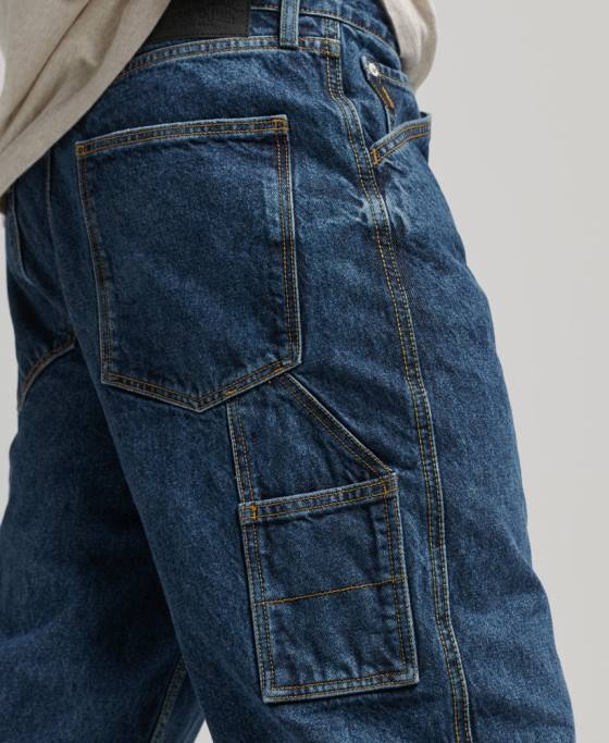Superdry blugi carpenter din bumbac organic îmbrăcăminte albastru inchis bărbați JX0Z1215