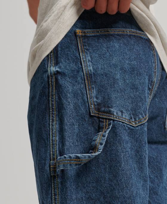 Superdry blugi carpenter din bumbac organic îmbrăcăminte albastru inchis bărbați JX0Z1215