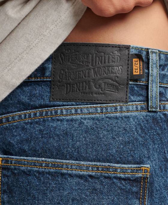 Superdry blugi carpenter din bumbac organic îmbrăcăminte albastru inchis bărbați JX0Z1215