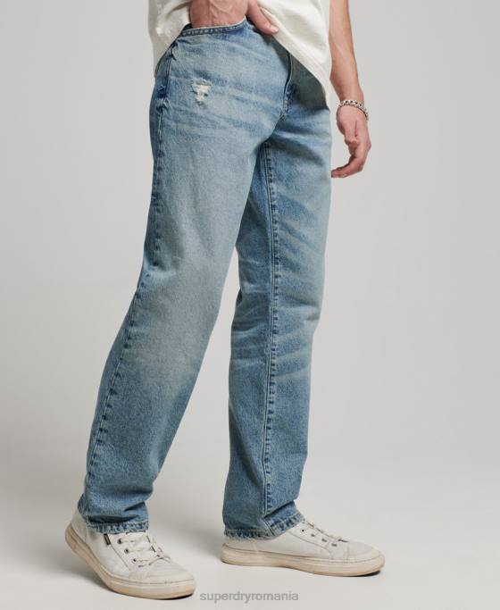 Superdry blugi drepti din bumbac organic îmbrăcăminte albastru deschis bărbați JX0Z1231