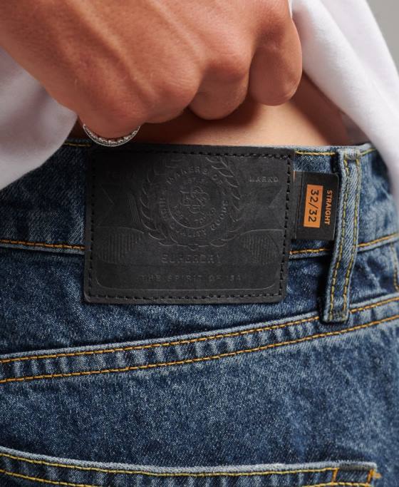 Superdry blugi drepti din bumbac organic îmbrăcăminte albastru inchis bărbați JX0Z1232