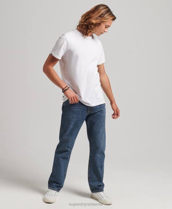Superdry blugi drepti din bumbac organic îmbrăcăminte albastru inchis bărbați JX0Z1232