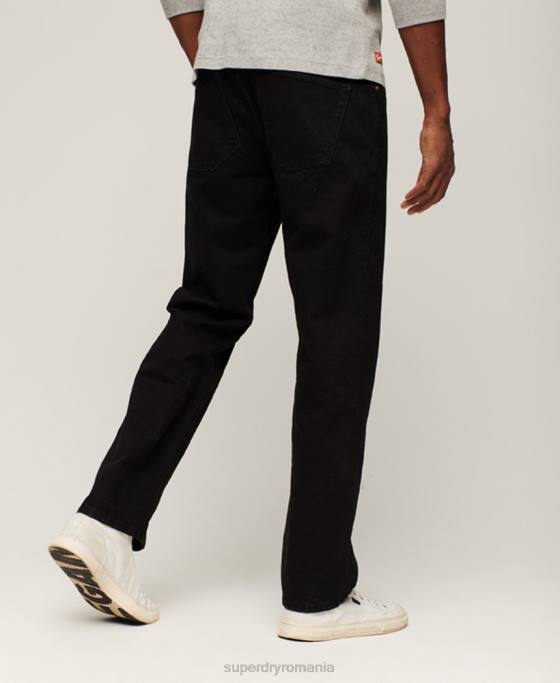 Superdry blugi drepti din bumbac organic îmbrăcăminte negru bărbați JX0Z1228