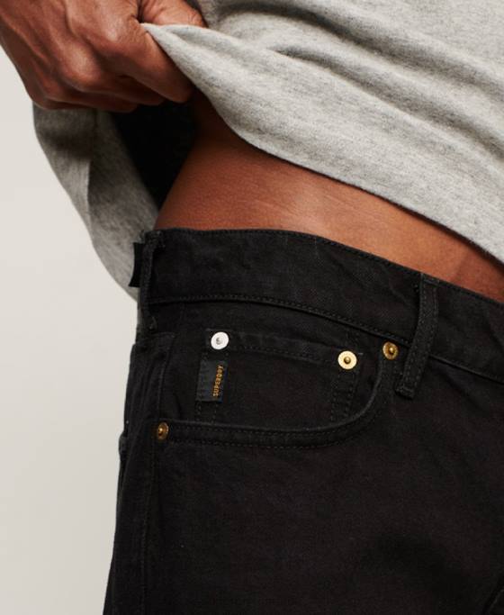 Superdry blugi drepti din bumbac organic îmbrăcăminte negru bărbați JX0Z1228
