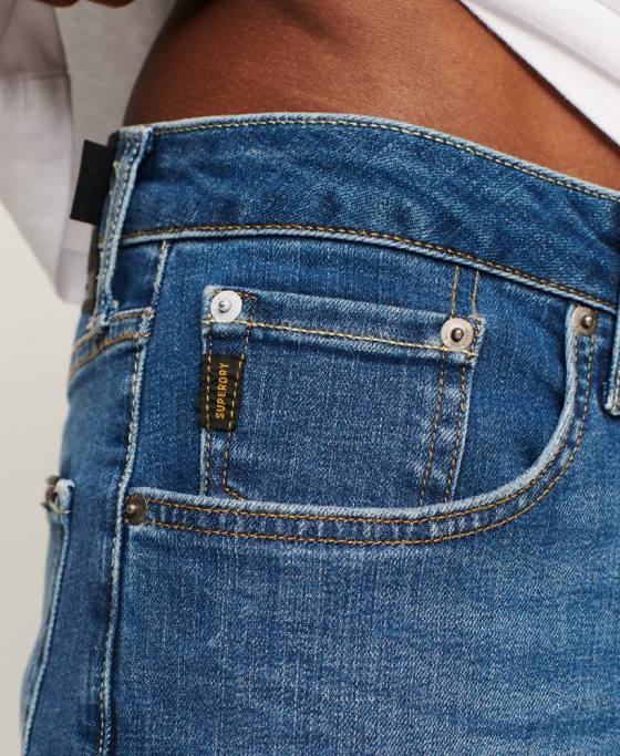 Superdry blugi drepti subțiri din bumbac organic îmbrăcăminte albastru bărbați JX0Z1214