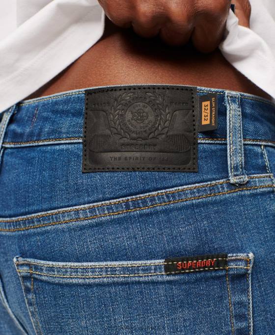 Superdry blugi drepti subțiri din bumbac organic îmbrăcăminte albastru bărbați JX0Z1214