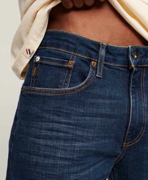 Superdry blugi drepti subțiri din bumbac organic îmbrăcăminte albastru bărbați JX0Z1225
