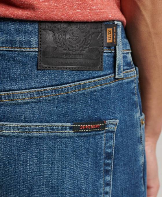 Superdry blugi drepti subțiri din bumbac organic îmbrăcăminte albastru bărbați JX0Z1229