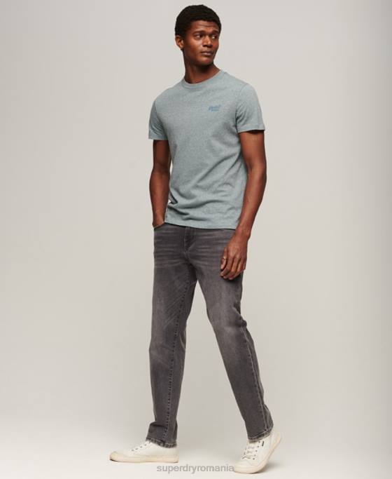 Superdry blugi drepti subțiri din bumbac organic îmbrăcăminte gri bărbați JX0Z1227