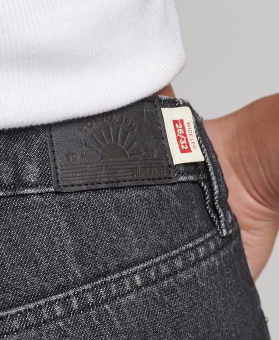 Superdry blugi largi din bumbac organic îmbrăcăminte negru femei JX0Z3886