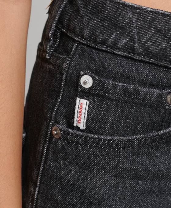 Superdry blugi largi din bumbac organic îmbrăcăminte negru femei JX0Z3886