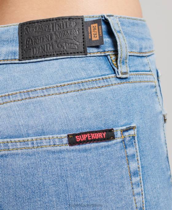 Superdry blugi skinny din denim cu talie mare din bumbac organic îmbrăcăminte albastru deschis femei JX0Z3878