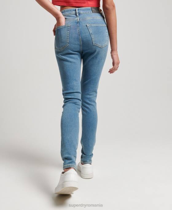 Superdry blugi skinny din denim cu talie mare din bumbac organic îmbrăcăminte albastru femei JX0Z3880