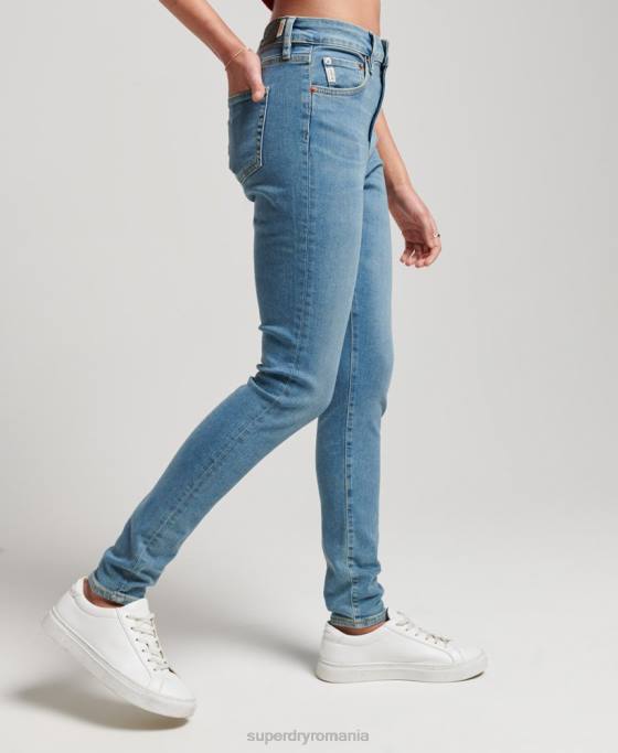 Superdry blugi skinny din denim cu talie mare din bumbac organic îmbrăcăminte albastru femei JX0Z3880