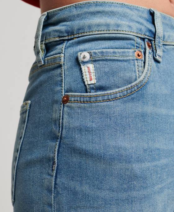 Superdry blugi skinny din denim cu talie mare din bumbac organic îmbrăcăminte albastru femei JX0Z3880
