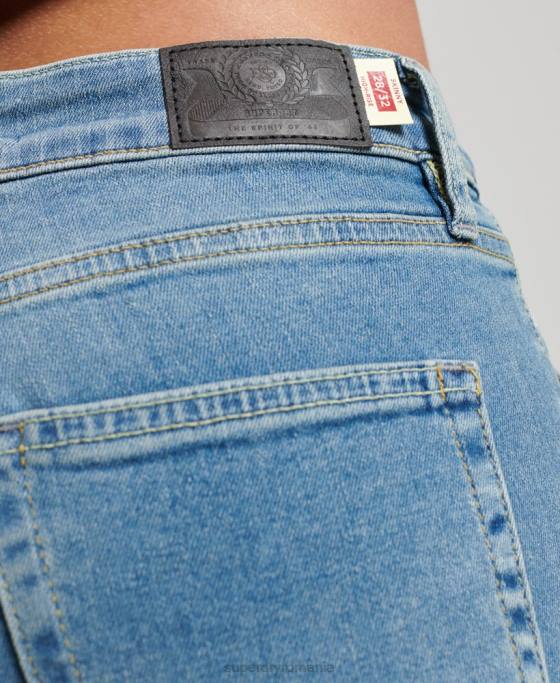 Superdry blugi skinny din denim cu talie mare din bumbac organic îmbrăcăminte albastru femei JX0Z3880