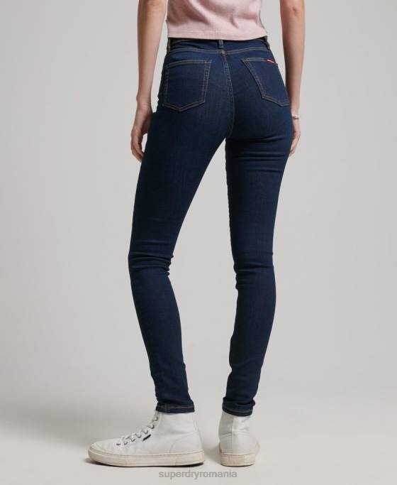 Superdry blugi skinny din denim cu talie mare din bumbac organic îmbrăcăminte albastru inchis femei JX0Z3891