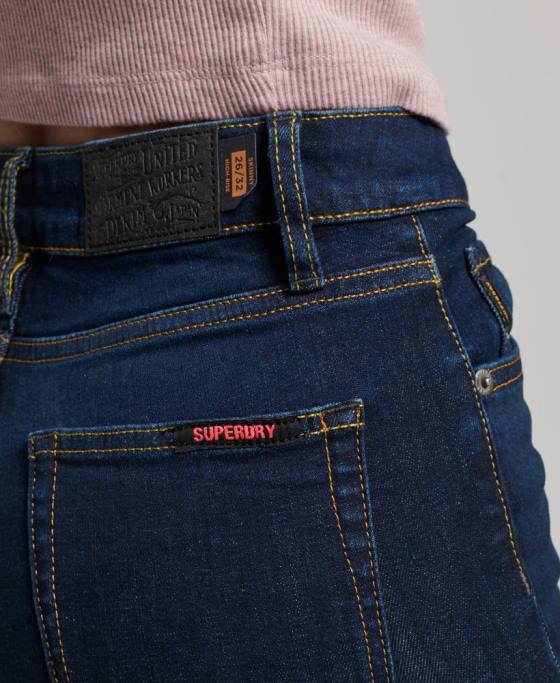 Superdry blugi skinny din denim cu talie mare din bumbac organic îmbrăcăminte albastru inchis femei JX0Z3891