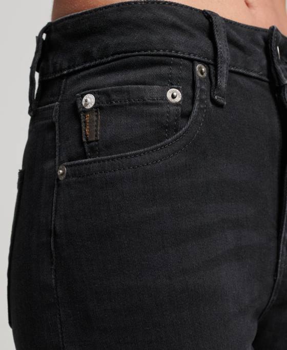 Superdry blugi skinny din denim cu talie mare din bumbac organic îmbrăcăminte negru femei JX0Z3870