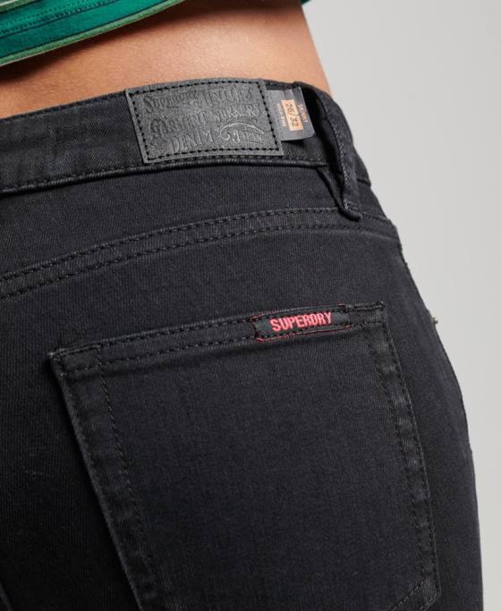 Superdry blugi skinny din denim cu talie mare din bumbac organic îmbrăcăminte negru femei JX0Z3870