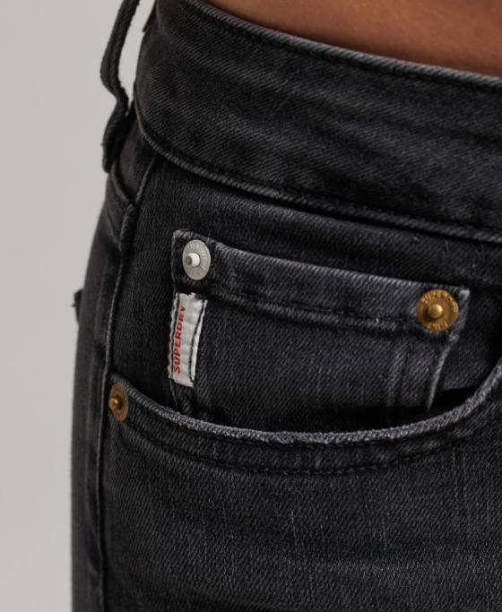 Superdry blugi skinny din denim cu talie mare din bumbac organic îmbrăcăminte negru femei JX0Z3889