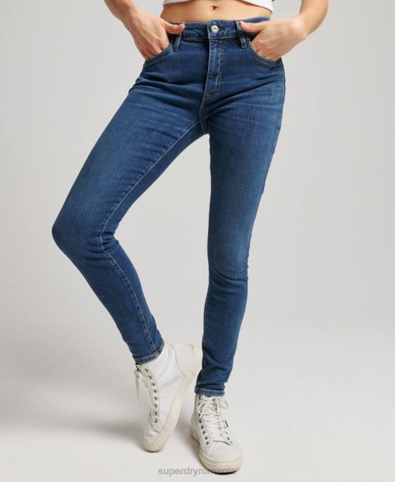 Superdry blugi skinny vintage cu talie medie din bumbac organic îmbrăcăminte albastru inchis femei JX0Z3874
