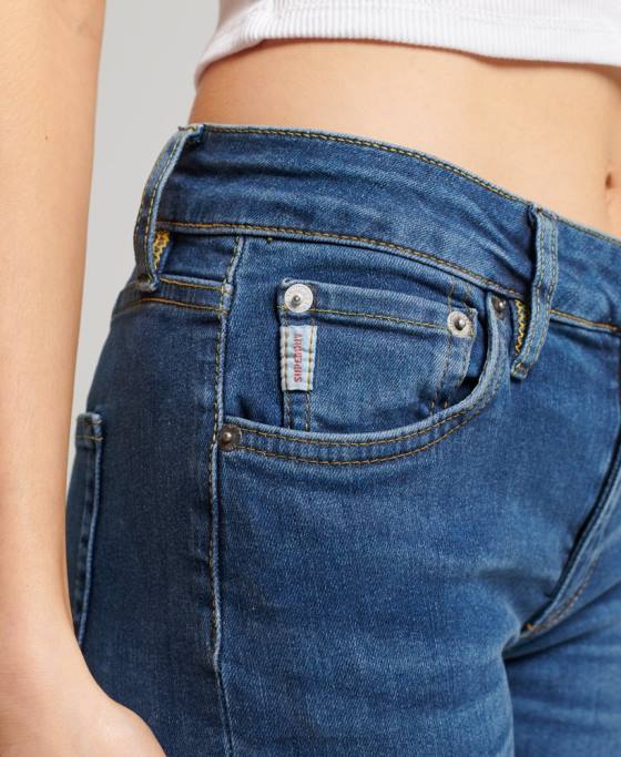 Superdry blugi skinny vintage cu talie medie din bumbac organic îmbrăcăminte albastru inchis femei JX0Z3874
