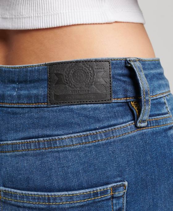Superdry blugi skinny vintage cu talie medie din bumbac organic îmbrăcăminte albastru inchis femei JX0Z3874