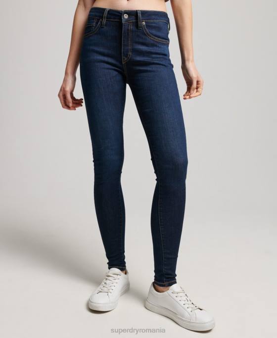 Superdry blugi skinny vintage cu talie medie din bumbac organic îmbrăcăminte albastru inchis femei JX0Z3877