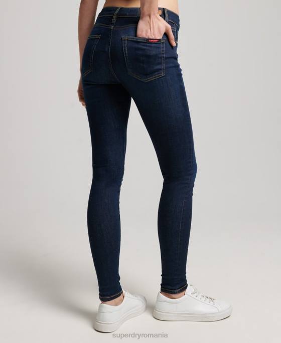 Superdry blugi skinny vintage cu talie medie din bumbac organic îmbrăcăminte albastru inchis femei JX0Z3877
