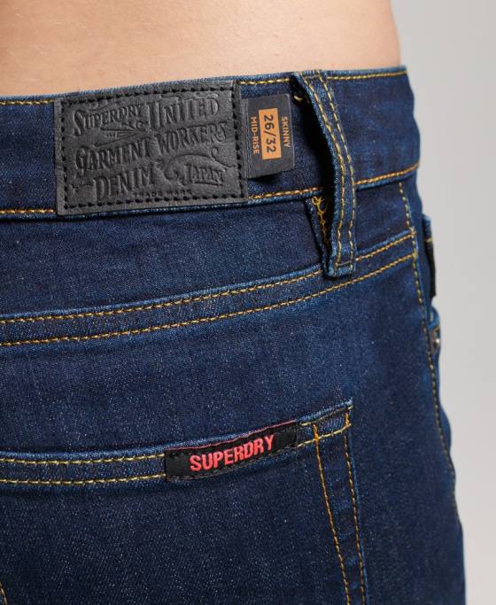 Superdry blugi skinny vintage cu talie medie din bumbac organic îmbrăcăminte albastru inchis femei JX0Z3877