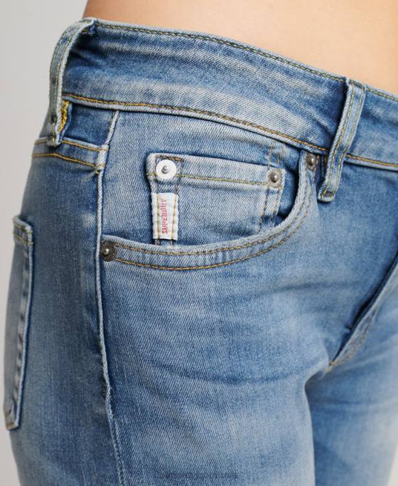 Superdry blugi skinny vintage cu talie medie din bumbac organic îmbrăcăminte albastru inchis femei JX0Z3890