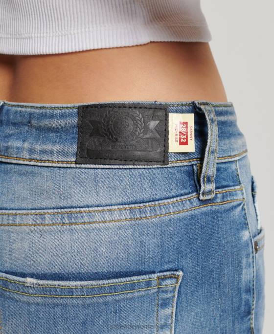 Superdry blugi skinny vintage cu talie medie din bumbac organic îmbrăcăminte albastru inchis femei JX0Z3890