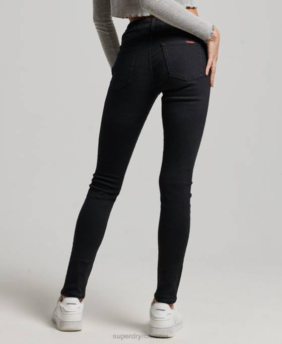 Superdry blugi skinny vintage cu talie medie din bumbac organic îmbrăcăminte negru femei JX0Z3882